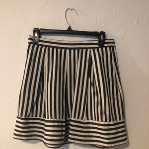 Navy Blue and white striped mini skirt